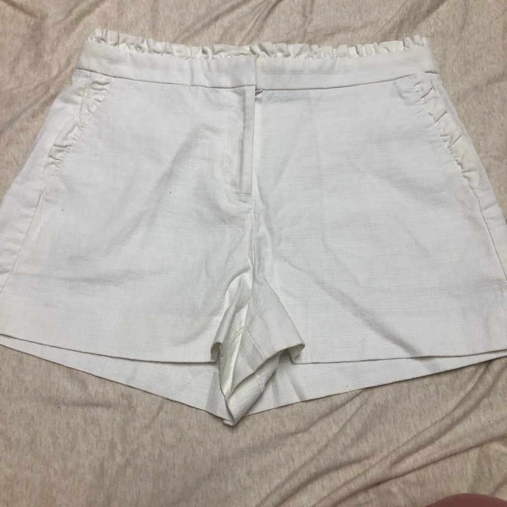 White J. Crew Ruffle Shorts